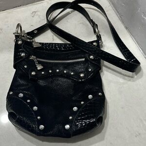 Vintage Kathy Van Zeeland Black Studded Crossbody Bag